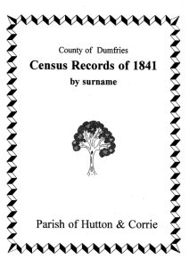 Hutton & Corrie Parish 1841 Census